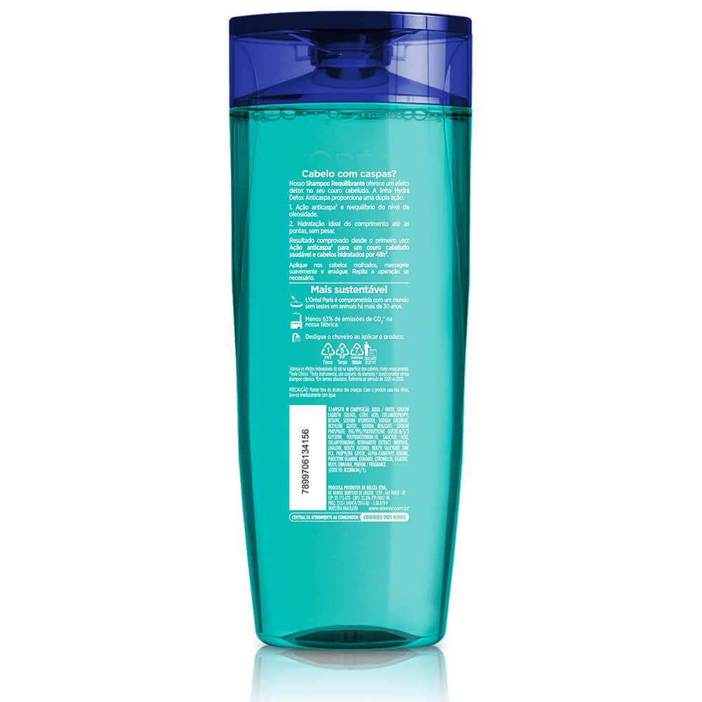 Shampoo Reequilibrante Hydra Detox Anticaspa Traseira 200ml